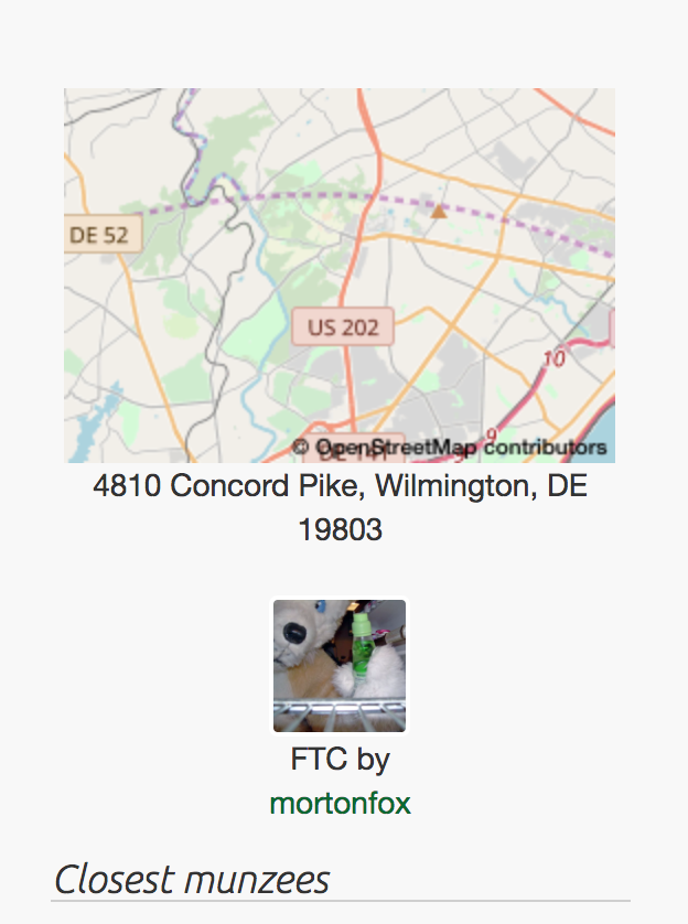 Street address below the map